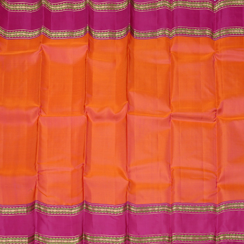 Hayagrivas Orangish Pink Handloom Kanjivaram Silk Saree with Pink Border KBD2176C3-7
