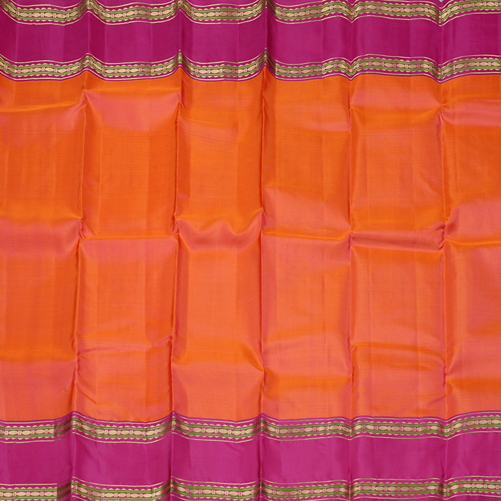 Hayagrivas Orangish Pink Handloom Kanjivaram Silk Saree with Pink Border KBD2176C3-7