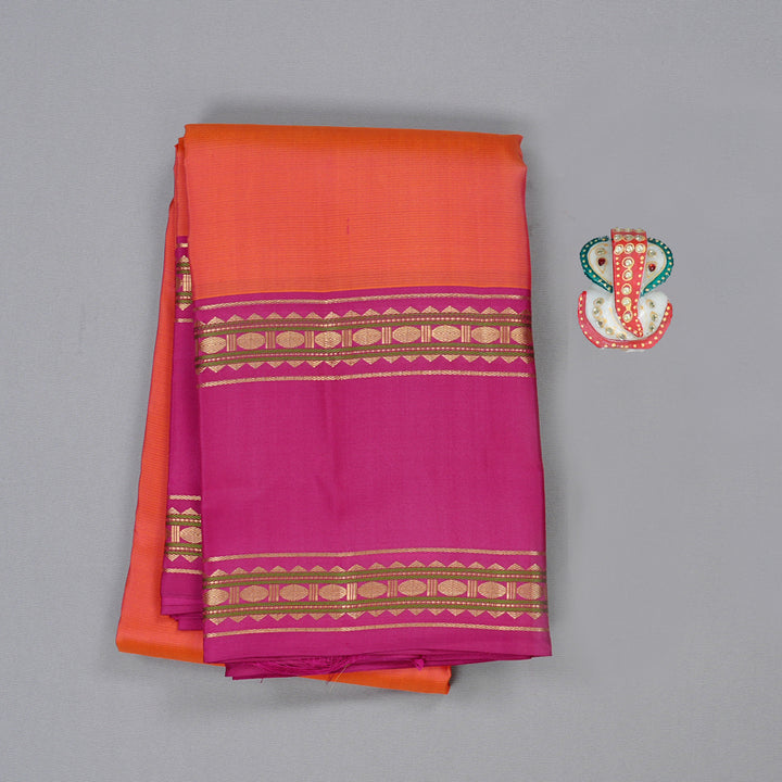 Hayagrivas Orangish Pink Handloom Kanjivaram Silk Saree with Pink Border KBD2176C3-7