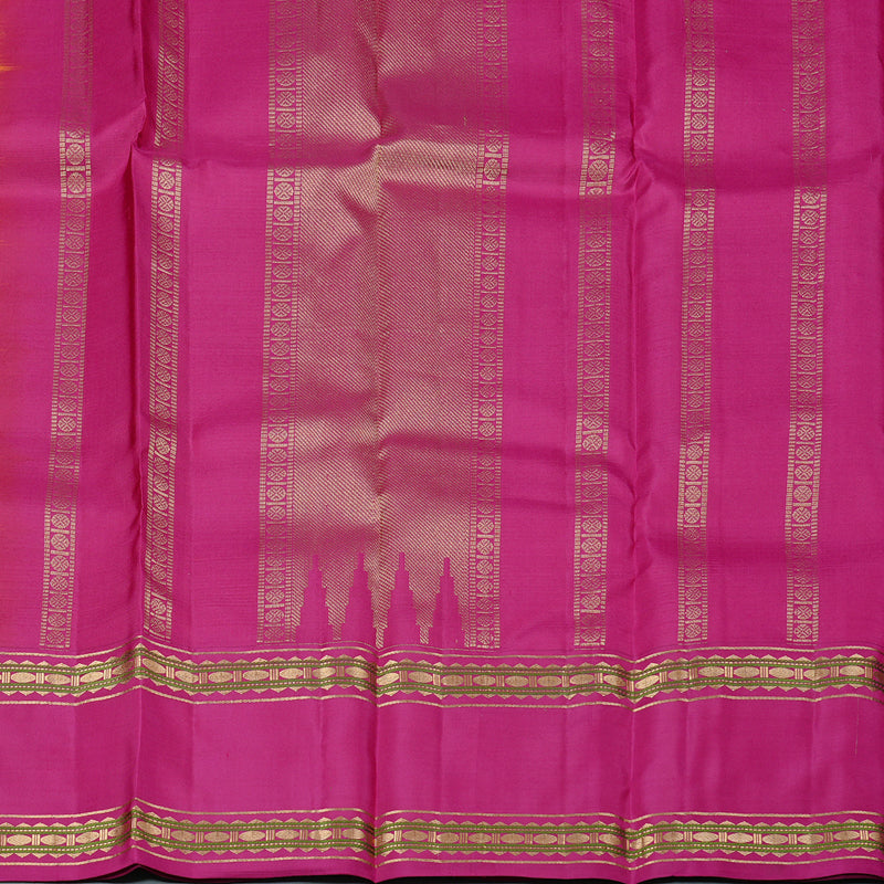 Hayagrivas Orangish Pink Handloom Kanjivaram Silk Saree with Pink Border KBD2176C3-7
