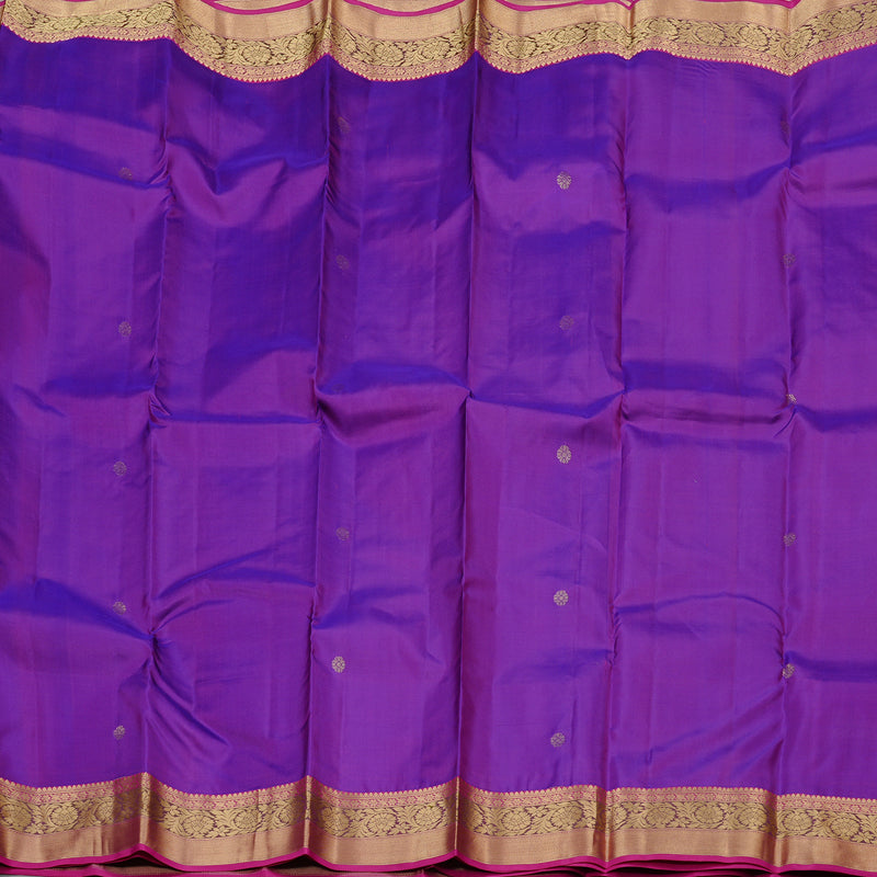 Hayagrivas Purple Handloom Kanjivaram Silk Saree with Pink Border KBD2176C4-2
