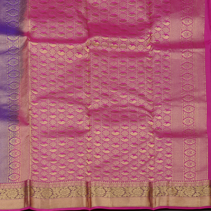 Hayagrivas Purple Handloom Kanjivaram Silk Saree with Pink Border KBD2176C4-2