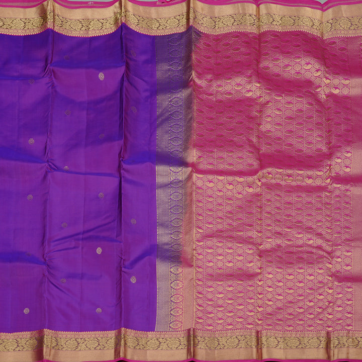 Hayagrivas Purple Handloom Kanjivaram Silk Saree with Pink Border KBD2176C4-2
