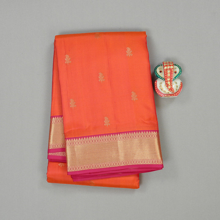 Hayagrivas Handloom Kanjivaram Silk Saree in Gorgeous Dark Orange KBD2176C4-9