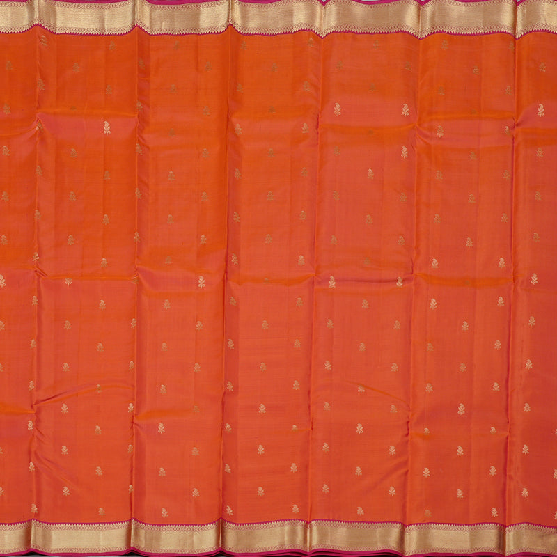 Hayagrivas Handloom Kanjivaram Silk Saree in Gorgeous Dark Orange KBD2176C4-9