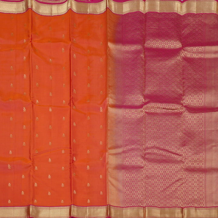 Hayagrivas Handloom Kanjivaram Silk Saree in Gorgeous Dark Orange KBD2176C4-9