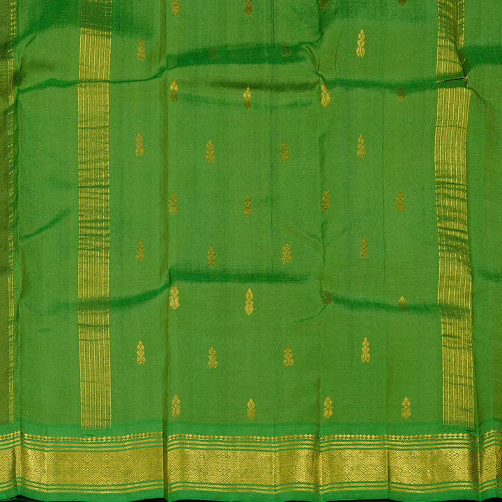 Hayagrivas Olive Green Handloom Kanjivaram Silk Saree with Green Border KBD2177C1-1
