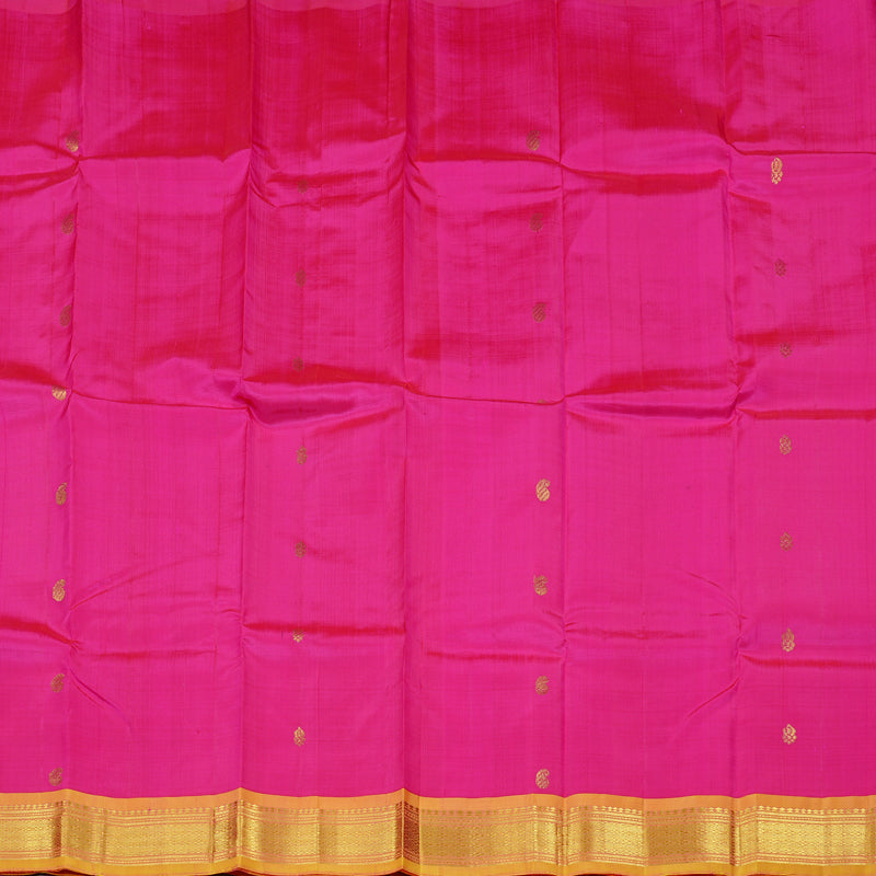 Hayagrivas Pink Handloom Kanjivaram Silk Saree with Yellow Border KBD2177C1-11