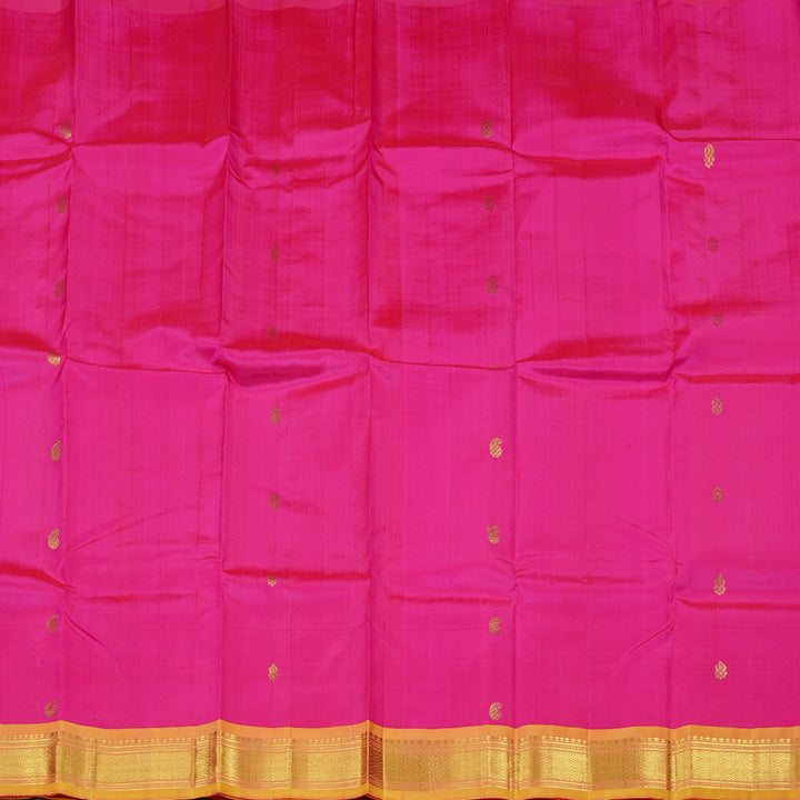 Hayagrivas Pink Handloom Kanjivaram Silk Saree with Yellow Border KBD2177C1-11