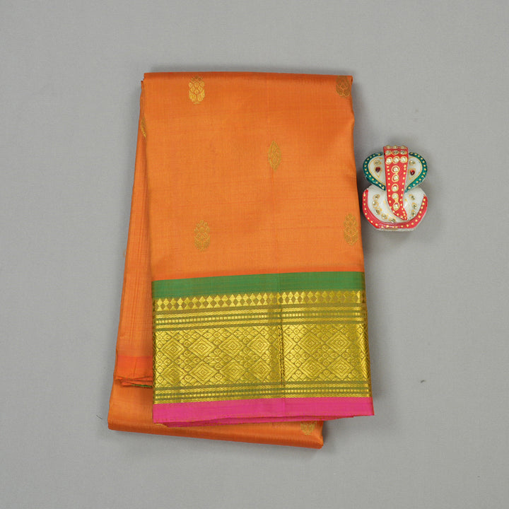 Hayagrivas Mango Yellow Handloom Kanjivaram Silk Saree with Mandhalir Border KBD2177C2-10