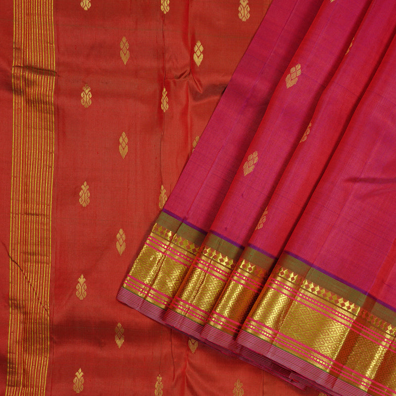 Hayagrivas Purple Handloom Kanjivaram Silk Saree with Mandhalir Border KBD2177C2-11