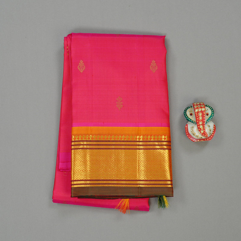 Hayagrivas Handloom Pure Kanjivaram Silk Saree in Charming Reddish Pink KBD2177C2-12