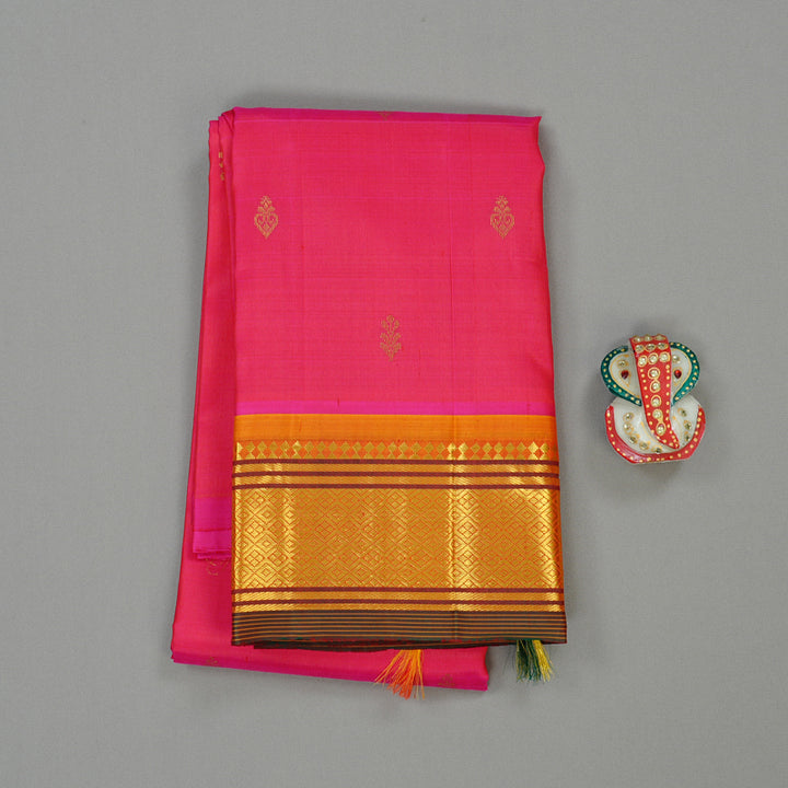 Hayagrivas Handloom Pure Kanjivaram Silk Saree in Charming Reddish Pink KBD2177C2-12