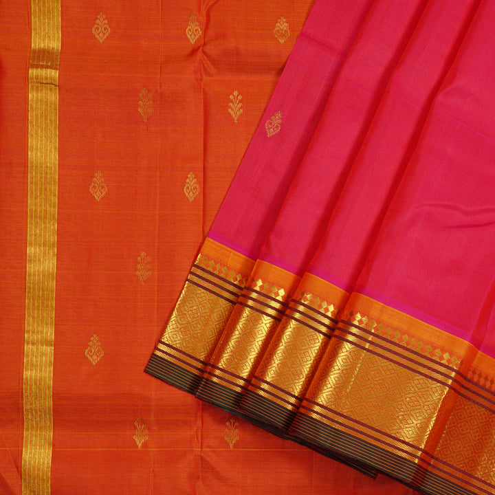 Hayagrivas Handloom Pure Kanjivaram Silk Saree in Charming Reddish Pink KBD2177C2-12