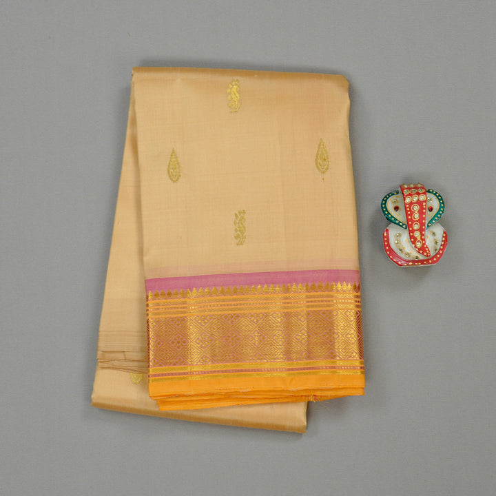 Hayagrivas Sandal Handloom Kanjivaram Silk Saree with Baby Pink Border KBD2177C2-18