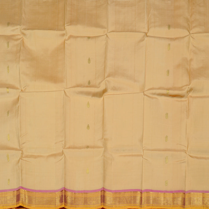 Hayagrivas Sandal Handloom Kanjivaram Silk Saree with Baby Pink Border KBD2177C2-18