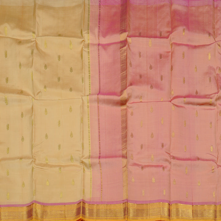 Hayagrivas Sandal Handloom Kanjivaram Silk Saree with Baby Pink Border KBD2177C2-18
