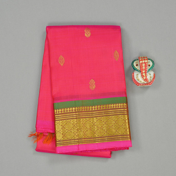 Hayagrivas Handloom Kanjivaram silk saree in Reddish pink with manthalir KBD2177C2-2