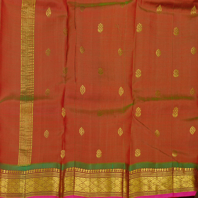 Hayagrivas Handloom Kanjivaram silk saree in Reddish pink with manthalir KBD2177C2-2