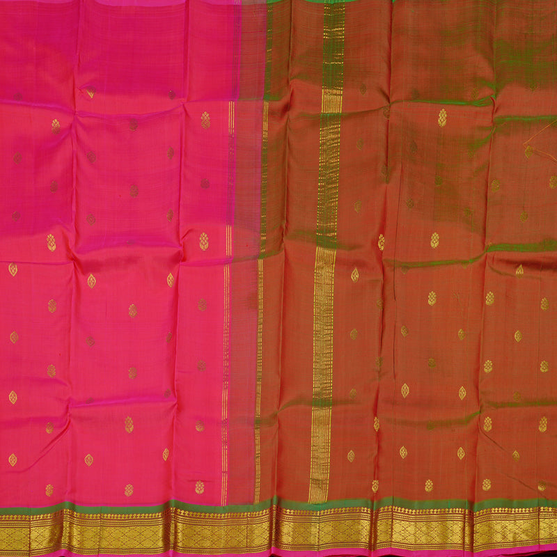 Hayagrivas Handloom Kanjivaram silk saree in Reddish pink with manthalir KBD2177C2-2