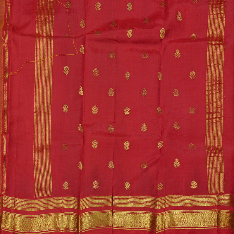 Hayagrivas Light Lemon Yellow Handloom Kanjivaram Silk Saree with Green With Maroon Border KBD2177C3-13