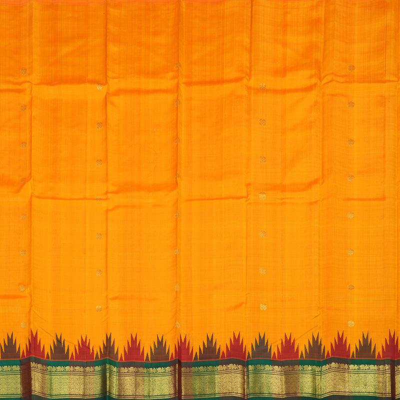 Hayagrivas Mango Yellow Handloom Kanjivaram Silk Saree with Green With Maroon Border KBD2177C3-15
