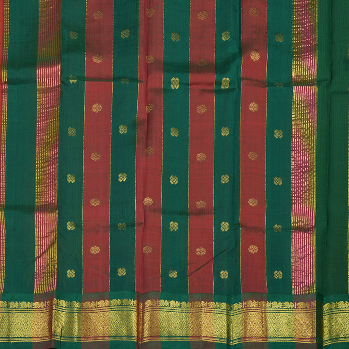 Hayagrivas Mango Yellow Handloom Kanjivaram Silk Saree with Green With Maroon Border KBD2177C3-15