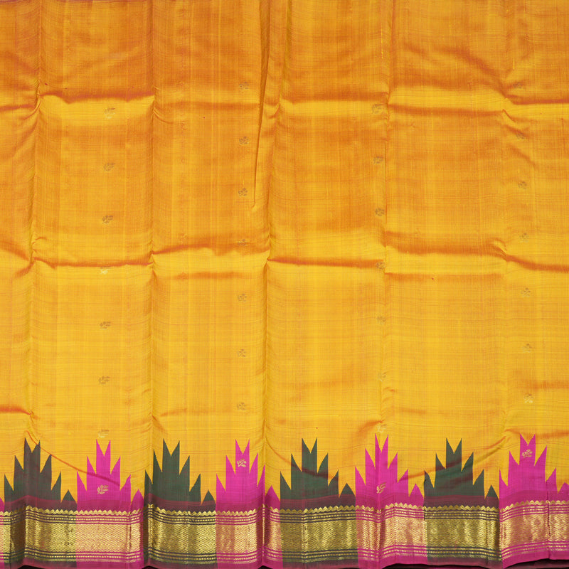 Hayagrivas Mustard Yellow Handloom Kanjivaram Silk Saree with Multi Colour  Border KBD2177C3-16