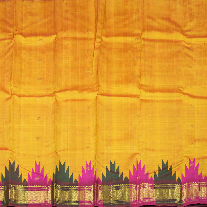 Hayagrivas Mustard Yellow Handloom Kanjivaram Silk Saree with Multi Colour  Border KBD2177C3-16