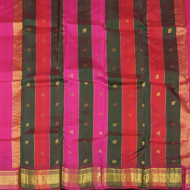 Hayagrivas Mustard Yellow Handloom Kanjivaram Silk Saree with Multi Colour  Border KBD2177C3-16
