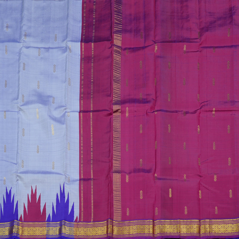 Hayagrivas Sky Blue Handloom Kanjivaram Silk Saree with Blue With Purple Border KBD2177C3-18