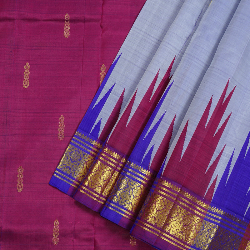Hayagrivas Sky Blue Handloom Kanjivaram Silk Saree with Blue With Purple Border KBD2177C3-18