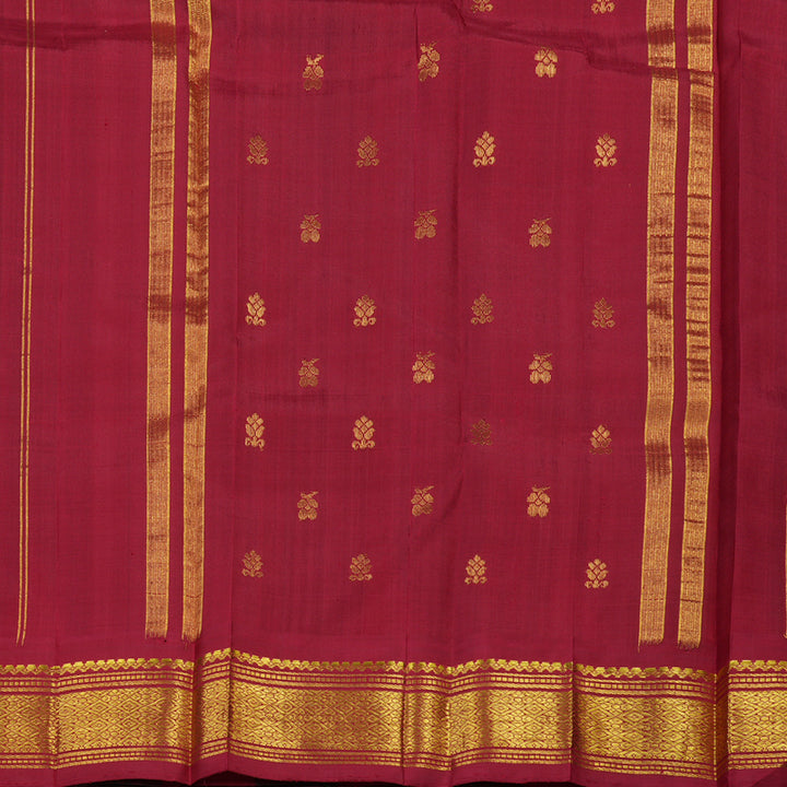 Hayagrivas Teal Blue Handloom Kanjivaram Silk Saree with Green With Maroon Border KBD2177C3-7