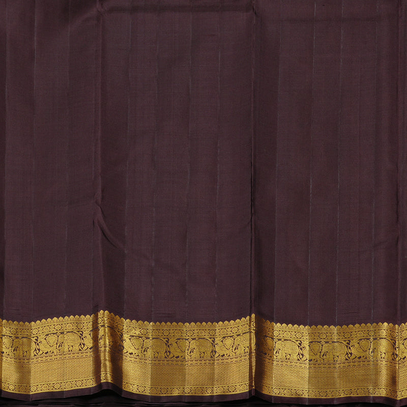 Hayagrivas Lemon Yellow Handloom Kanjivaram Silk Saree with Dark Brown Border KBD2178C2-1