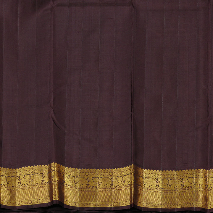 Hayagrivas Lemon Yellow Handloom Kanjivaram Silk Saree with Dark Brown Border KBD2178C2-1