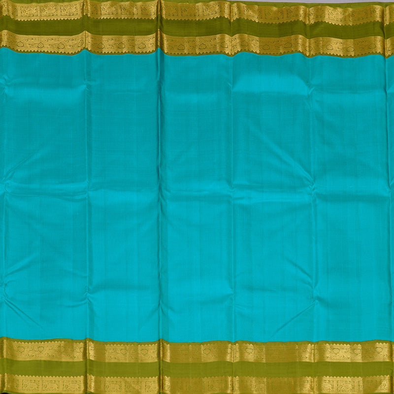 Hayagrivas Handloom Kanjivaram Silk Saree in Turquoise -blue KBD2178C3-2