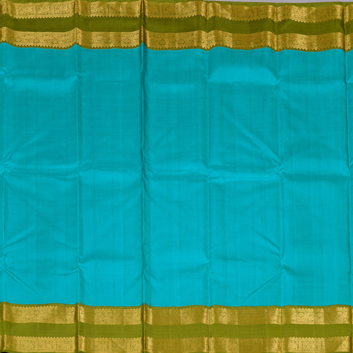 Hayagrivas Handloom Kanjivaram Silk Saree in Turquoise -blue KBD2178C3-2