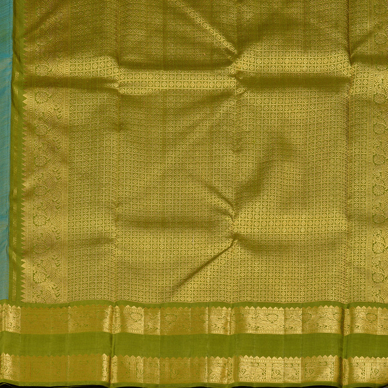 Hayagrivas Handloom Kanjivaram Silk Saree in Turquoise -blue KBD2178C3-2