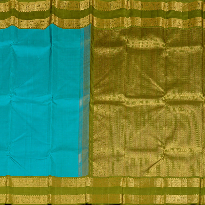 Hayagrivas Handloom Kanjivaram Silk Saree in Turquoise -blue KBD2178C3-2