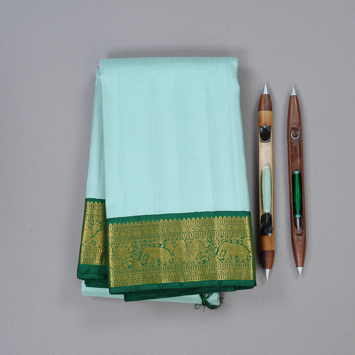 Hayagrivas Handloom Kanjivaram Silk Saree in Soothing Pastel Blue KBD2178C5-1