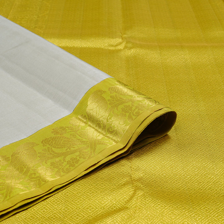 Hayagrivas Handloom Kanjivaram Silk Saree in Lustrous Silver Grey KBD2178C5-3