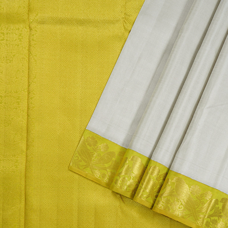 Hayagrivas Handloom Kanjivaram Silk Saree in Lustrous Silver Grey KBD2178C5-3