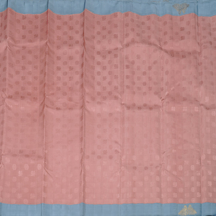 Hayagrivas Guava Pink Handloom Kanjivaram Silk Saree with Grey Border KBD2178C6-1