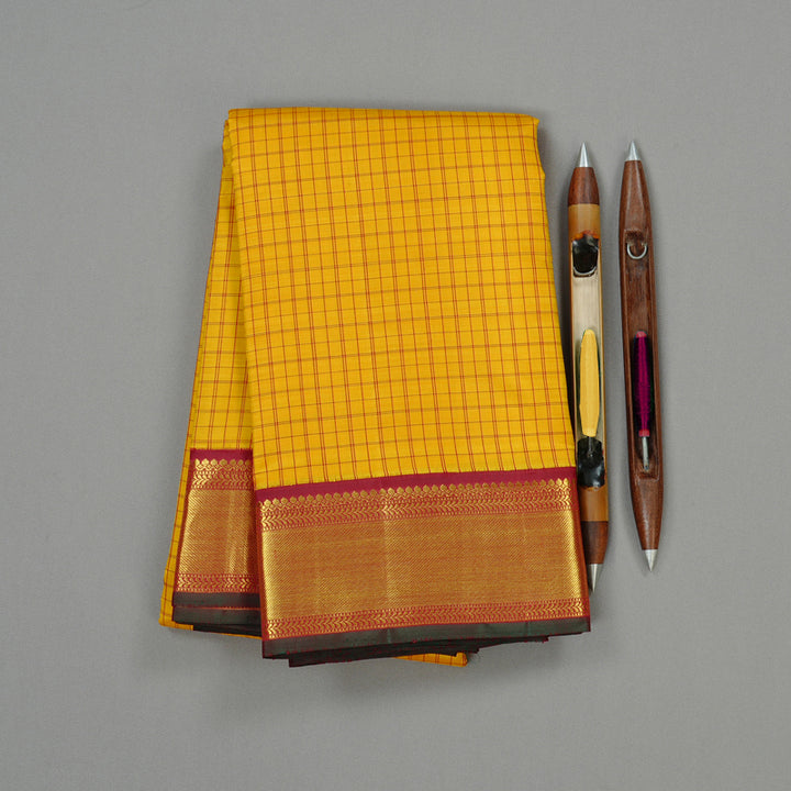 Hayagrivas Handloom Kanjivaram Silk Saree in Opulent Mustard Yellow KBD2179C4-1