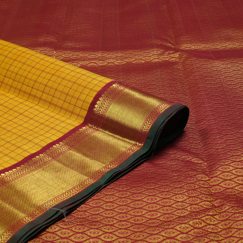 Hayagrivas Handloom Kanjivaram Silk Saree in Opulent Mustard Yellow KBD2179C4-1