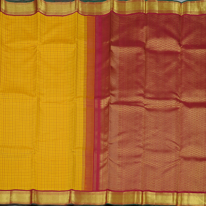 Hayagrivas Handloom Kanjivaram Silk Saree in Opulent Mustard Yellow KBD2179C4-1