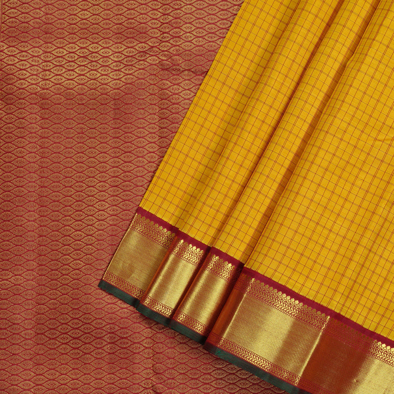 Hayagrivas Handloom Kanjivaram Silk Saree in Opulent Mustard Yellow KBD2179C4-1