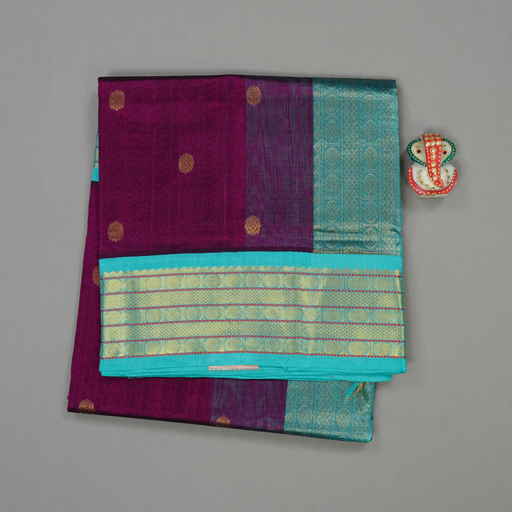 Hayagrivas Handloom Korvai  Silk Cotton Saree in Dark Purple KBD2183C1-5