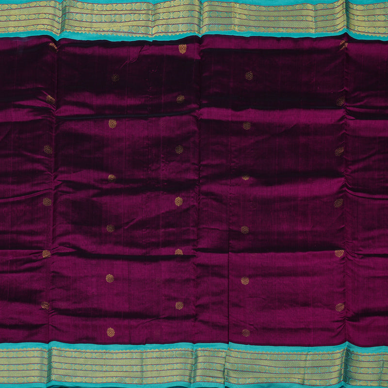 Hayagrivas Handloom Korvai  Silk Cotton Saree in Dark Purple KBD2183C1-5