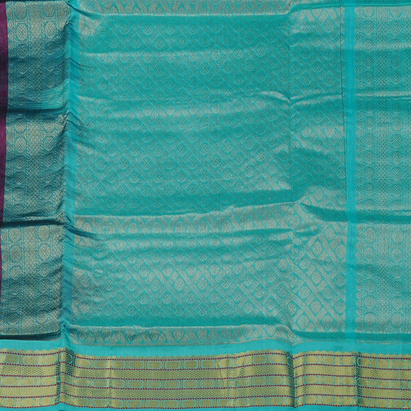 Hayagrivas Handloom Korvai  Silk Cotton Saree in Dark Purple KBD2183C1-5